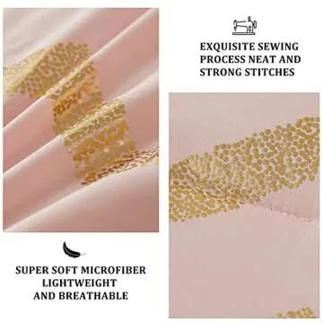 Menghomeus Pink Comforter Set Twin/Twin XL Size Metallic Blush and Rose Gold Bed Comforter 3 Piece Soft Microfiber Christmas Bedding for Teen Girls Women (1 Pillow Sham + 1 Decorative Pillow Sham)