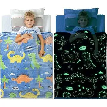 Glow in The Dark Dinosaur Blanket for Kids