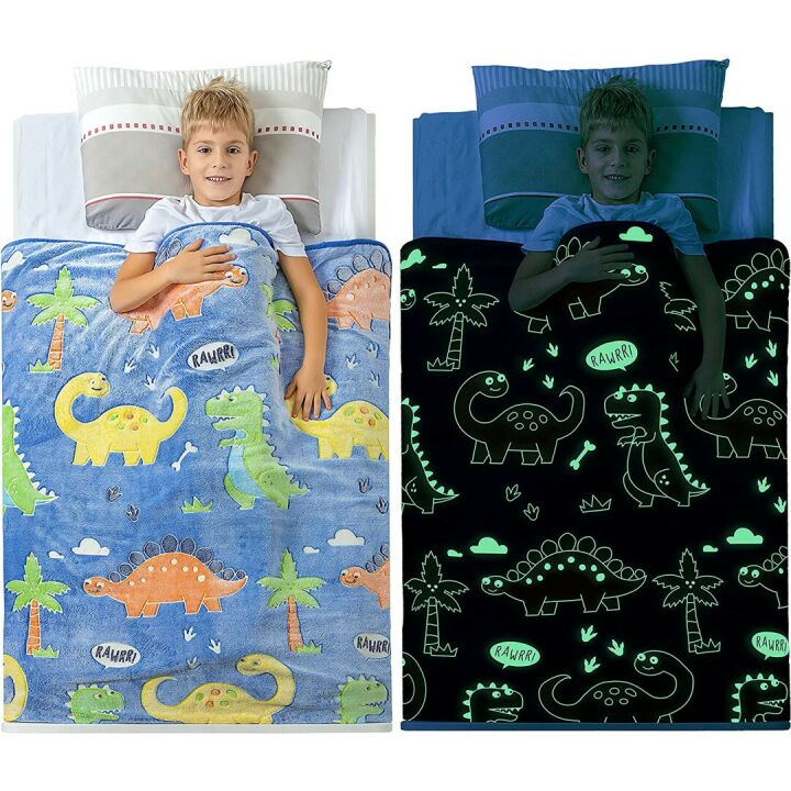 Glow in The Dark Dinosaur Blanket for Kids