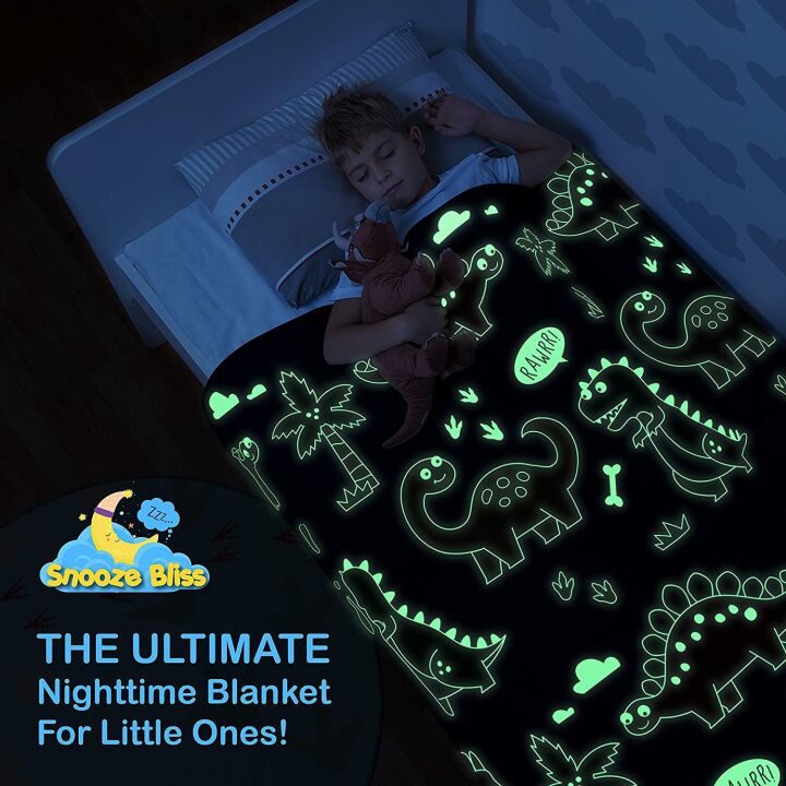 Glow in The Dark Dinosaur Blanket for Kids