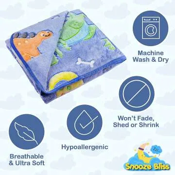 Glow in The Dark Dinosaur Blanket for Kids