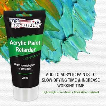 U.S. Art Supply Acrylic Retarder Acrylic Medium, 200ml Tube (6.7 Ounces) - Mixed with Color gives yo...