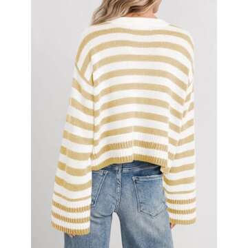 Saodimallsu Women's Striped Cardigan - Cozy Knit Sweater