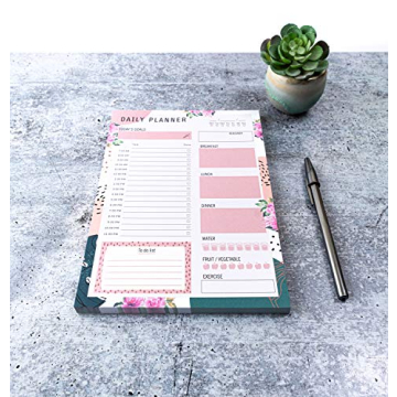Daily Planner Notepad with 80 Tear-Off Pages for Daily Tasks
