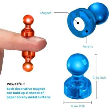 HongyiTime 90 PCS Colorful Strong Magnetic Push Pin Magnets