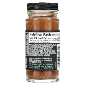 Frontier Co-op Organic Blackened Seafood Seasoning, 2.8 Ounce Bottle, Savory Blend for Fish, Seafood...