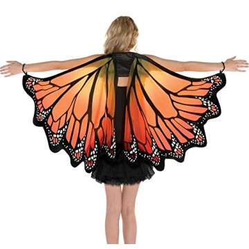 Bold & Beautiful Orange Monarch Wings - 24.5" x 53" for Costumes