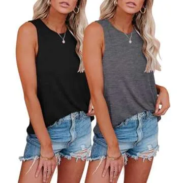 KKJ 2 Pack Women's Tank Tops | Stylish Summer Casual Shirts