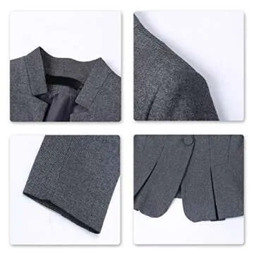 YUNCLOS Women's Elegant Business Two Piece Office Lady Suit Set Work Blazer Pant,X-Large,Suit Set-dark Grey