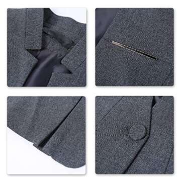 YUNCLOS Women's Elegant Business Two Piece Office Lady Suit Set Work Blazer Pant,X-Large,Suit Set-dark Grey