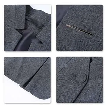 YUNCLOS Women's Elegant Business Two Piece Office Lady Suit Set Work Blazer Pant,X-Large,Suit Set-dark Grey