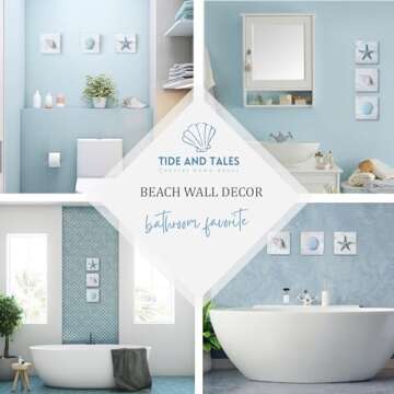 TideAndTales 3D Beach Wall Art - Seashell with Starfish for Coastal Bathroom Decor, Ocean Inspired D...