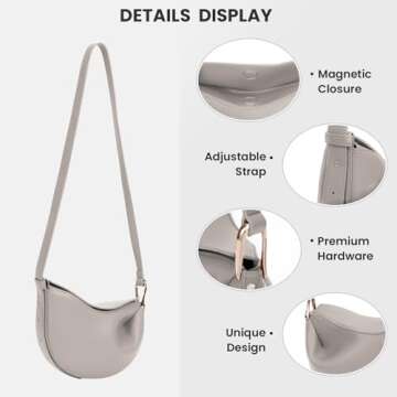 Crescent Crossbody Bags Dumpling PU Shoulder Bag Purses Small Trendy Designer Luxury Faux Leather Hobo Saddle Bag for Women
