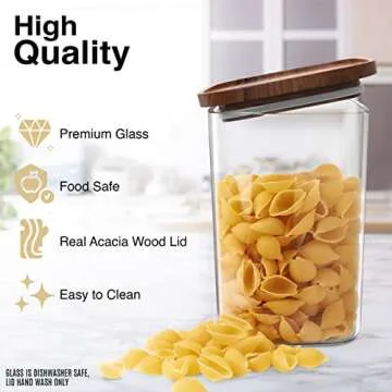 Stylish Square Glass Jars Set of 4 - Airtight Kitchen Storage