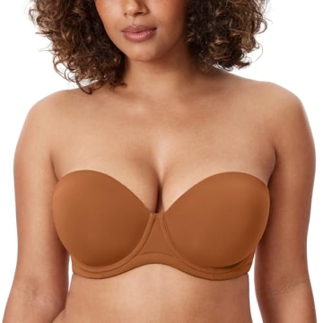 DELIMIRA Women's Underwire Contour Multiway Full Coverage Strapless Bra Plus Size Bronze Beige 32B