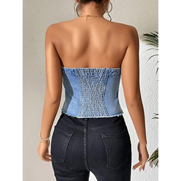 SOLY HUX Women's Stylish Denim Tube Top - Summer Ready