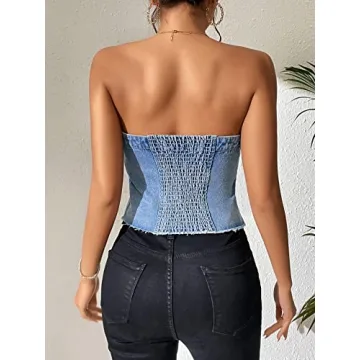 SOLY HUX Women's Stylish Denim Tube Top - Summer Ready