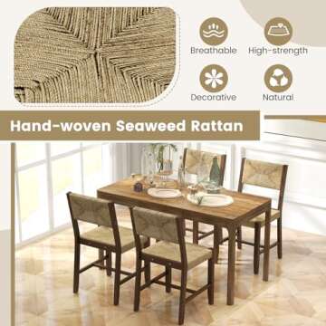 Giantex Rattan Dining Chairs Set of 4 - Stylish Seating