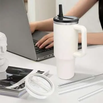 Flip Straw Lid for Stanley Cup, Spill Proof Tumbler Cover