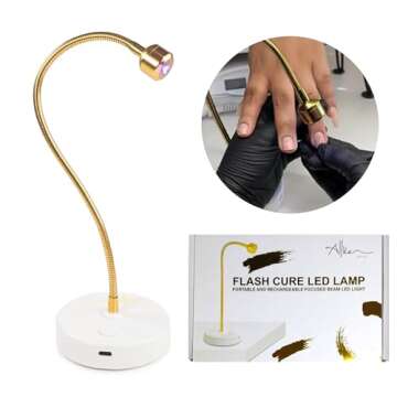 ALLKEM Flash Cure UV Light - Gooseneck Led Nail Lamp for Gel Polish - Professional & Home Use Nail L...