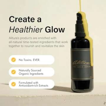 Alitura Gold Serum for Face – Face Serum for Women & Men to Reduce Fine Lines and Wrinkles – Anti Aging Serum for Radiant-Looking Skin – Vitamin A & Marine Collagen Facial Serum (50 ml)