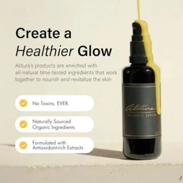 Alitura Gold Serum for Face – Face Serum for Women & Men to Reduce Fine Lines and Wrinkles – Anti Aging Serum for Radiant-Looking Skin – Vitamin A & Marine Collagen Facial Serum (50 ml)