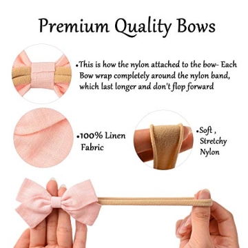 14 Pack Adorable Handmade Baby Girls Linen Hair Bows