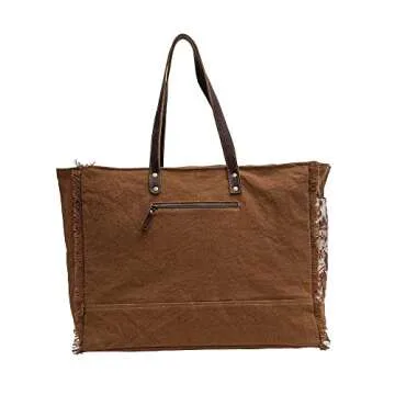 Myra Bag Western Leather Weekender Bag for Women - Cotton & Upcycled Canvas Boho Shoulder Bag Sempire