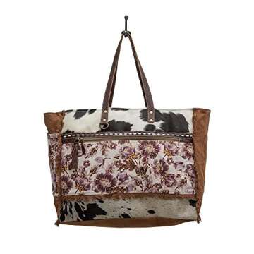 Myra Bag Western Leather Weekender Bag for Women - Cotton & Upcycled Canvas Boho Shoulder Bag Sempire