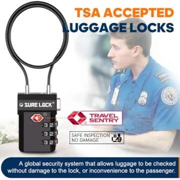 SURE LOCK TSA Approved Luggage Locks, Open Alert, Easy Read Dials, Travel Luggage Locks for Suitcase...
