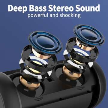 AFK Portable Bluetooth Wireless Speaker with RGB Lights, Loud Speaker with Stereo Sound,Speaker for ...