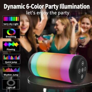 AFK Portable Bluetooth Wireless Speaker with RGB Lights, Loud Speaker with Stereo Sound,Speaker for Party, Home, Outdoor(Black)