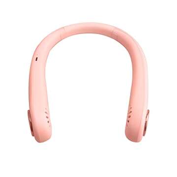 Bladeless Neck Fan with Neckband - Lightweight Small Fan - Portable Mini USB Fan - Rechargeable Personal Fan (Pink)