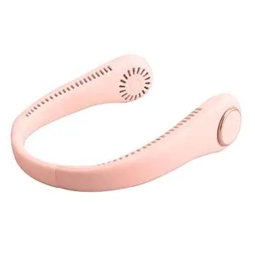 Bladeless Neck Fan with Neckband - Lightweight Small Fan - Portable Mini USB Fan - Rechargeable Personal Fan (Pink)