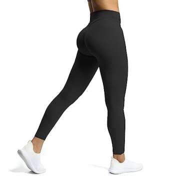 Aoxjox High Waisted Workout Leggings for Women Scrunch Tummy Control Luna Buttery Soft Yoga Pants 26" (Black, Large)