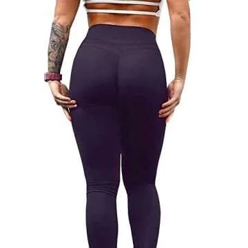 Aoxjox High Waisted Workout Leggings for Women Scrunch Tummy Control Luna Buttery Soft Yoga Pants 26" (Black, Large)
