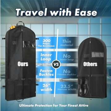 Simple Houseware 60-Inch Heavy Duty Garment Bag with Pockets for Suits, Tuxedos, Dresses, Coats