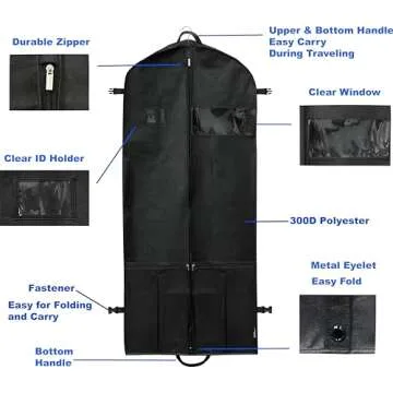 Simple Houseware 60-Inch Heavy Duty Garment Bag with Pockets for Suits, Tuxedos, Dresses, Coats