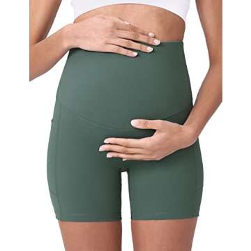 POSHDIVAH Women's Maternity Yoga Shorts Over The Belly Bump Summer Workout Running Active Short Pant...