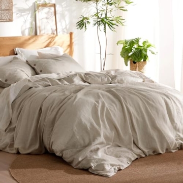 Bedsure Queen Linen Duvet Cover - Soft, Breathable Cotton Linen Blend for Ultimate Comfort