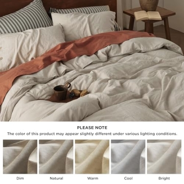 Bedsure Queen Linen Duvet Cover Soft Breathable Cotton Blend