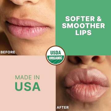USDA Organic Mint Lip Scrub - Exfoliator and Moisturizer for Dry Lips