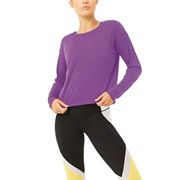 Bestisun Open Back Workout Tops Long Sleeve Yoga Tops Workout Shirts Backless Yoga Shirts for Women Purple L