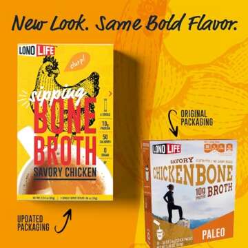 LonoLife Chicken Bone Broth Powder Mix | 10g Protein | Collagen-Rich, Keto & Paleo Friendly | Natura...