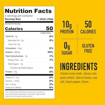 LonoLife Chicken Bone Broth Powder Mix | 10g Protein | Collagen-Rich, Keto & Paleo Friendly | Natural Ingredients | 4 Portable Stick Pack Servings