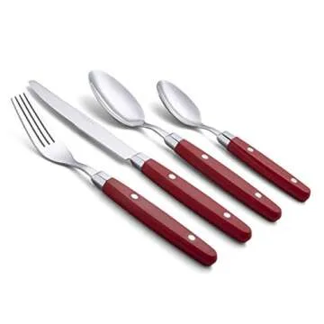 ANNOVA Silverware Set 24 Pieces Stainless Steel Cutlery Color Handle With Rivet/Retro Style Flatware...
