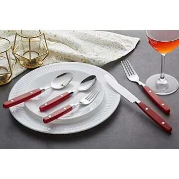 Elegant ANNOVA 24-Piece Silverware Set in Red
