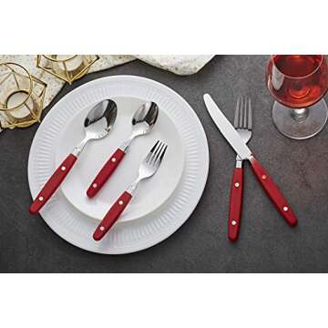 Elegant ANNOVA 24-Piece Silverware Set in Red