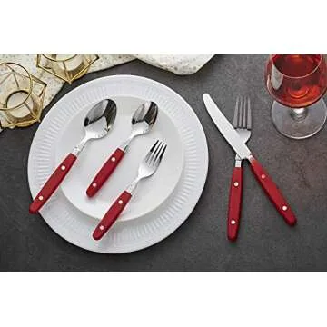 Elegant ANNOVA 24-Piece Silverware Set in Red