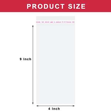 Morepack Self Sealing Cellophane Bags - 200 Pcs 4x9 Inch Resealable Bags for Cookies and Favors